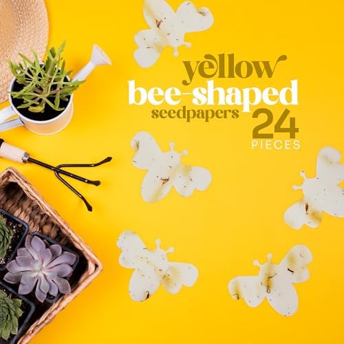 24 Favor Set, Yellow Bee Gift Wrap Tag w/Wildflower Seeds - Image 4