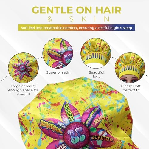 Discover reversible premium double layer silk satin sleeping bonnets designed for hair protection, moisture retention, and all-night comfort. Keep your hair healthy and frizz-free-yellow - Image 4