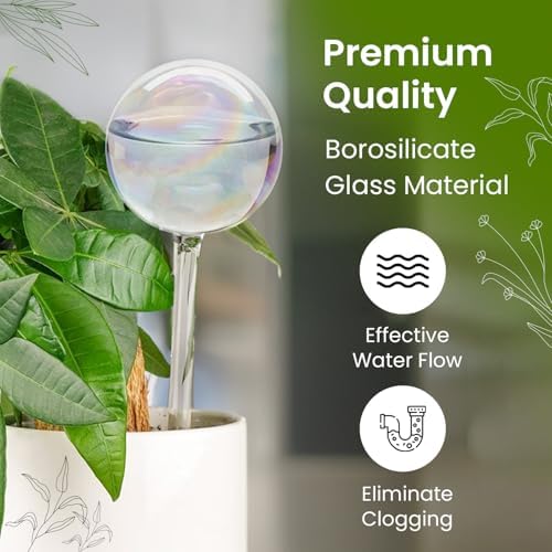 Iridescent Self Watering Globes, Glass Rainbow Plant Watering Globes, Self Watering Planter Insert, Automatic Plant Waterer Indoor (Medium-2 Pcs Iridescent, Medium) - Image 6