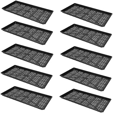 SUNPACK 10" x 20" Heavy Duty Mesh Plastic Seed Starting Tray, Black, 1" (Pack of 10) - Ensures Water Drainage and Aeration, Perfect for Greenhouses or Indoor Gardening by SUNPACK