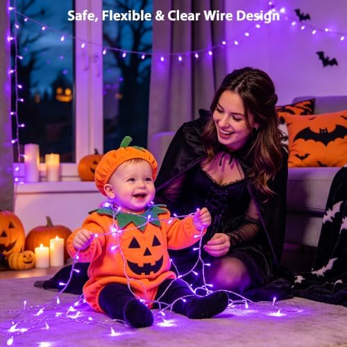 JMEXSUSS 99Ft Purple Halloween Lights, 300 LED Purple Christmas Lights - Image 7