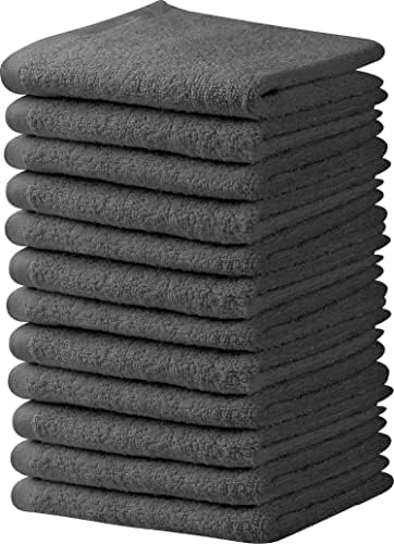 Towel and Linen Mart Silver Salon Towels, Pack of 12 (Not Bleach Proof, 16 x 27 Inches) Highly Absorbent Towels for Hand, Salon, Gym, Beauty, Spa, and Home Hair Care (Grey, 16 X 27) by T+%26+L+Towel+and+Linen+Mart