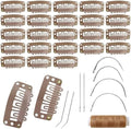 MUIIGOOD 25Pcs 32mm Hairpieces Snap Clips U Shape Wig Clips for Hair Extensions Making Wig Accessories Set Tools (Light Brown) by MUIIGOOD