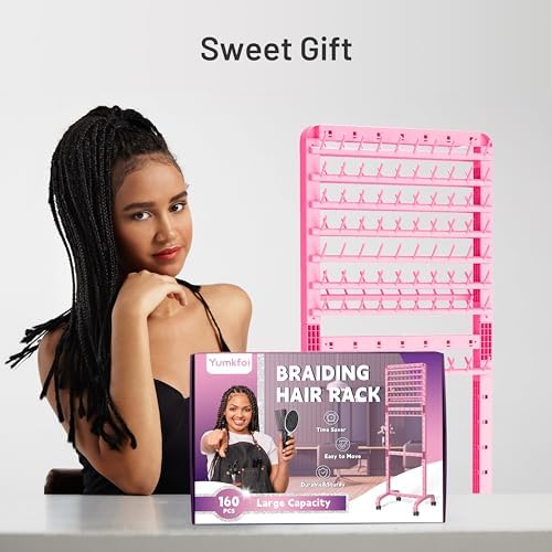 Yumkfoi Adjustable Braiding Hair Rack with 160 Pegs, 2-sided Braid Rack - Image 6