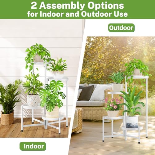 iDavosic.ly 4 Tier Large Plant Stand Indoor Outdoor, 10 In Wide Tray, White - Image 6