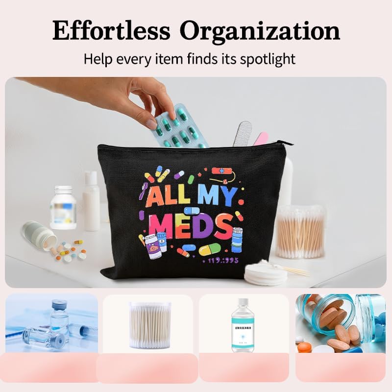 Zippered Pouch for Medical Supplies Daily Medicine Bag for Nurse Bag Essential Items Funny Medicine Pouch Pharmacist Pharmacy Toiletry Bags Canvas Practitioner Cosmetic Bags Patient Doctor Gift Ideas - Image 2