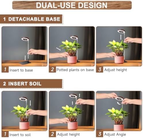 3.5in Grow Lights for Indoor Plants, Walnut Plant Light with Base - Image 2