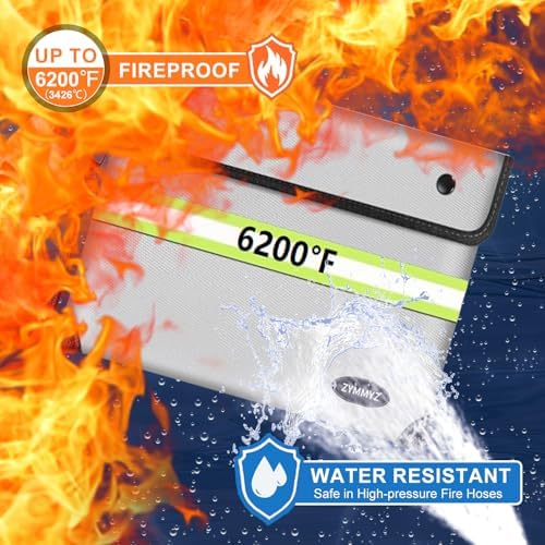 6200°F Upgraded Fireproof Document Bag with Waterproof Zipper,9 Layers of Heat Insulated Materials,Fireproof Money Bag for Cash,Valuables and Important Documents（Not Suitable for A4 Files） - Image 2