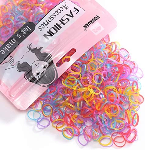 Youxuan Kids Elastics No Damage Colored Hair Bands Fashion Girls Hair Ties 1000 Count Small Size - Image 2