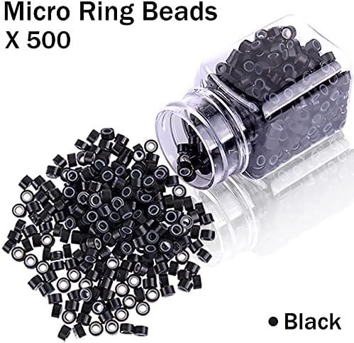 Duufin Hair Extension Tool Kit 500 Pcs Black Hair Extension Beads With Tool - Image 5