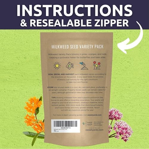 Milkweed Seed Variety Pack | 5 Individual Packs - 2026 Season - Showy, Pink Swamp, Butterfly Orange, Common Pink, Blood Flower | for Planting | by Sweet Yards - Image 4