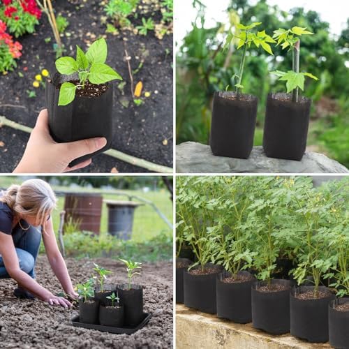 GREANER Plant Grow Bags 6.7x5.7 Inch, Non-Woven Biodegradable Plant Grow Bags for Planting, Fabric Seedling Starter Bags for Vegetable, Flower, Fruit, Saplings Tree, Home Garden Supply - Image 6