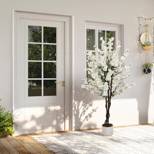 Garvee 4FT Artificial Wintersweet Tree in Pot, Fake Potted Flower Trees with Lifelike Plum Blossom, Decorative Evergreen Flowers Plants Indoor, for Home Living Room Outdoor Office Decor - Image 3