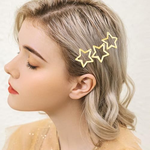 SAOROPEB Star Hair Clips 2000s Y2K Hair Accessories-15 PCS 1.57"-Gold - Image 4
