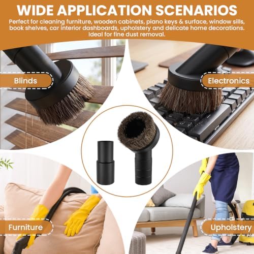 1.5" Round Soft Horse Hair Vacuum Dust Brush with 32-35mm Adapter - Image 7