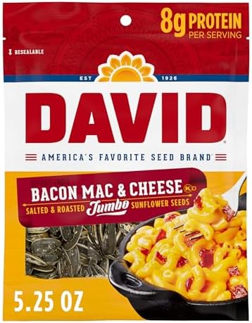 DAVID Jumbo Sunflower Seeds, Bacon Mac and Cheese Flavor, 5.25 oz. (Pack of 12) by DAVID