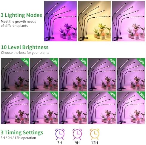 4 Head LED Plant Grow Light, Full Spectrum Grow Lamp for Indoor Plants - Image 3