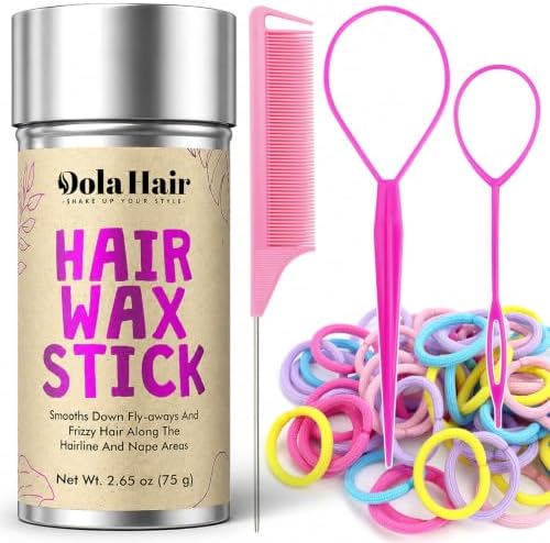 Dolahair Hair Wax Stick & Hair Accessories Accessories -60 Pcs Elastic Hair Ties Flyaway Control Hair Accessories for Baby Girls Infants Toddlers Kids 2 Hair Loop Styling Tools (Colorful) by Dolahair