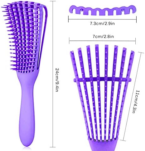 Hair Brush, Detangling Brush for Afro America/African Hair Textured 3a to 4c Kinky Wavy/Curly/Coily/Wet/Dry/Oil/Thick/Long Hair, Knots Detangler Scalp Massage Comb (2 pcs, Black-Purple) - Image 5