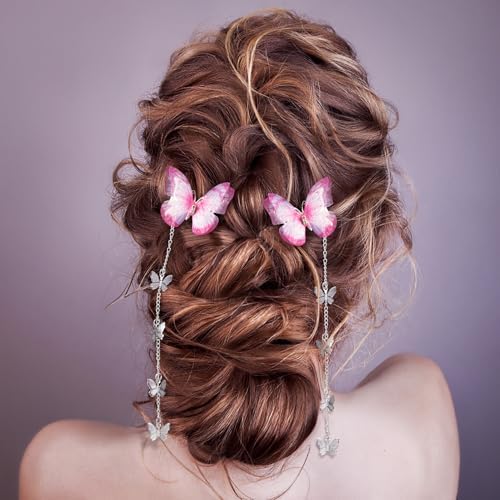 PAGOW 8pcs Butterfly Hair Tassel Clips, Cute Alligator Barrettes - Image 4