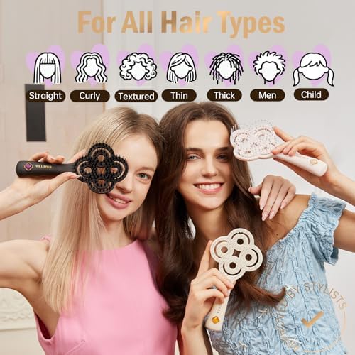 Simetra Detangler Hair Brush for Women and Men, Holiday Present - Original Detangling Brush for Curly Hair/Wet & Dry Hair, Natural Boar Bristles Hairbrush - Natural Crystal Inlay & 14K Gold Plating - Image 6