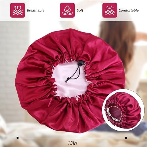 Edoneery Satin Bonnet for Sleeping Women, Double Layer Adjustable Sleep Cap - Image 6