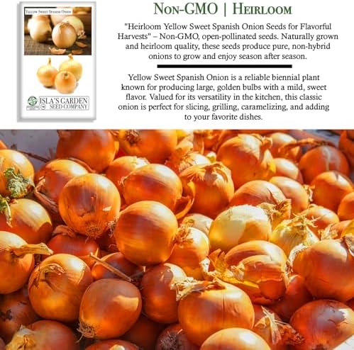 Yellow Sweet Spanish Onion Seeds (Allium cepa) – 750+ Non-GMO Heirloom Seeds by Isla’s Garden Seeds, Mild & Sweet Flavor, Large Golden Bulbs, Excellent for Cooking, Slicing & Storage, Garden Gift Idea - Image 3