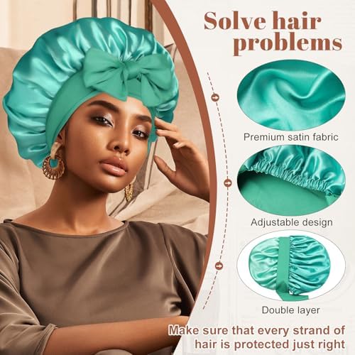 CHLINS Double Layer Satin Bonnet for Sleeping, Hair Bonnet for Curly Hair - Image 4