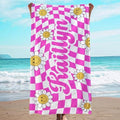 JML Personalized Beach Towel with Name, Custom Flower Beach Towel, Customized Microfiber Pool Towel, Quick Dry & Absorbent Swim Towel for Adult,Anniversary, Birthday, Summer Holiday,Vacation by JML