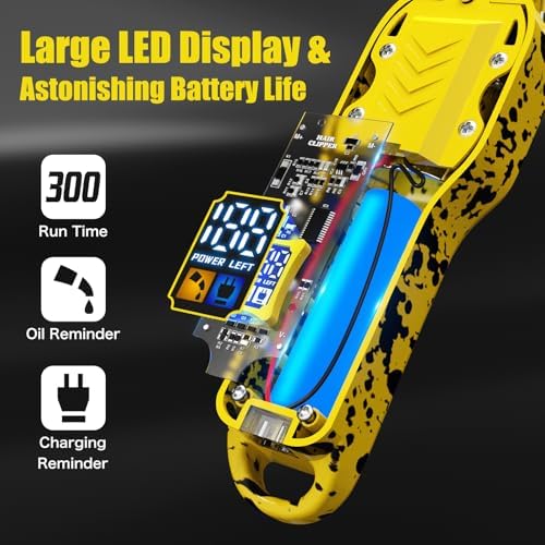 Professional Hair Clippers, Hair Clippers Set for Barber Haircut with LED Display(Yellow) - Image 2