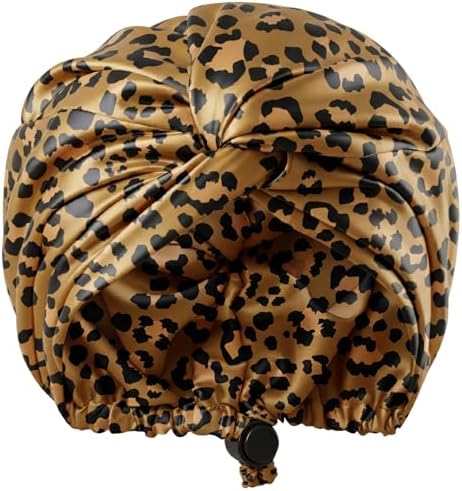Leopard Adjustable Silk Bonnet Satin Curly Hair Wrap for Sleeping Women by KAAHYNNO