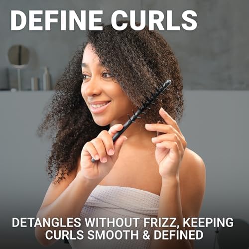 Janeke J-Brush Detangling Comb for Curly and Wavy Hair – Wide Tooth J-Shape Brush for Wet and Dry Use – Anti-Frizz, Lightweight and Gentle on Scalp – Made in Italy Professional Styling Tool (Black) - Image 3