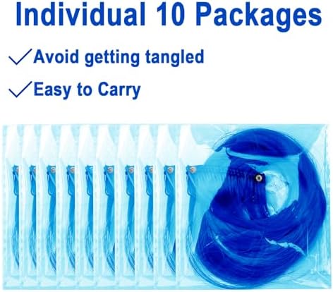 10 Pcs Blue Curly Wavy Synthetic Clip-In Hair Extensions 17 Inch Women Gift - Image 5