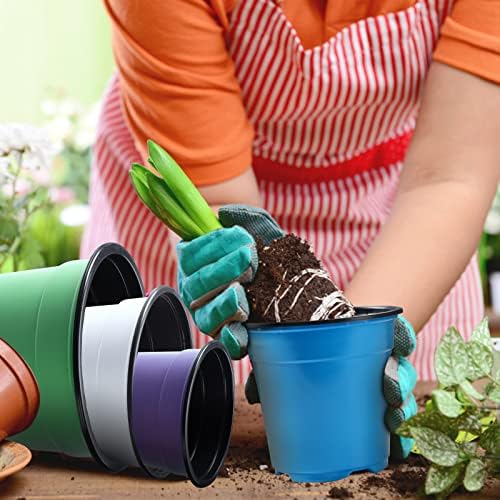 Oubest 30Pack Nursery Pots Plastic for Plants 5 inch Seedling Pots with Drainage Holes Multicolor Flower Seedling Transplanting - Image 7