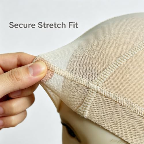 2‑Pack Bamboo Fiber Wig Caps, Soft Breathable Wig Liner for Women, Beige - Image 4