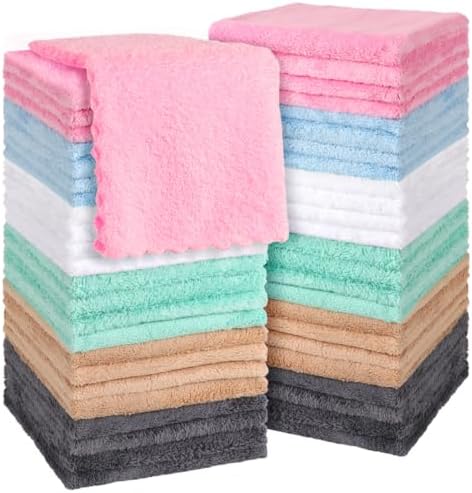 Orighty Ultra Soft Washcloths 48 Pack, Premium Microfiber Towel Sets 12 x 12 inches, Absorbent and Quick Drying Coral Velvet Washcloth, Versatile Wash Cloth for Bathroom, Hotel, and Gym (Multi-Colors) by AllRightinOrighty