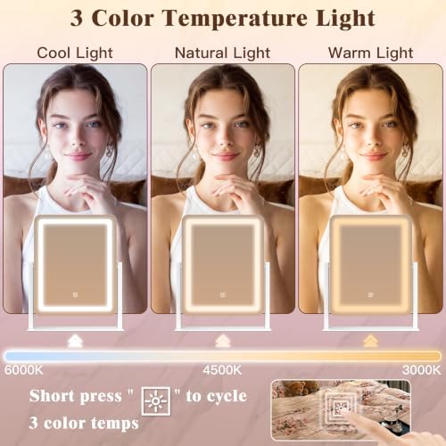 CraftCraze Makeup Mirror with Lights Vanity Mirror Dimmable|15"x13"White - Image 2