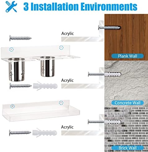 Hair Tool Organizer Wall Mount, Hot Tool Holder with 2 Cups, Set of 2 - Image 5