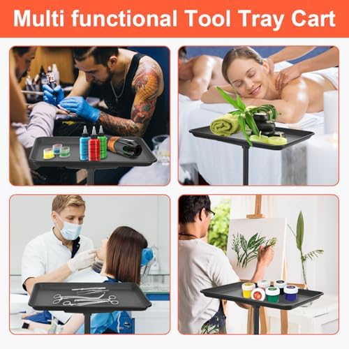 Salon Tray Cart Salon Rolling Tray, Tattoo Tray with Wheels Adjustable Height, Service Storage Tray Trolley for Beauty Clinic Spa - Image 7