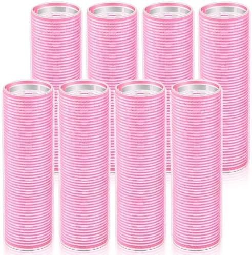 WILLBOND 8 Pcs Long Hair Rollers for Bangs Aluminum Core Curlers Thermal 4.1 x 1.2 Inch Self Grip Roller for Long and Medium Jumbo Hair Women Hairstyle(Pink) by Willbond+Technology+Limited