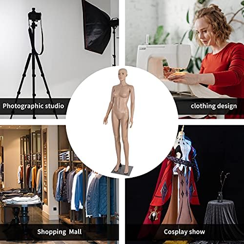 Female Mannequin Full Body Dress Form Stand 69 Inch Adjustable Plastic Detachable Mannequin Stand Realistic Display Head Metal Base (69 Inches-A) - Image 6