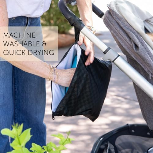 Bumkins Roamio Waterproof Wet Dry Bag for Baby, Travel, Swim Suit, Cloth Diapers, Pump Parts, Pool, Beach, Gym Clothes, Toiletry, Hook to Stroller, Daycare, Zipper Reusable Wetdry Packing, Black Check - Image 4