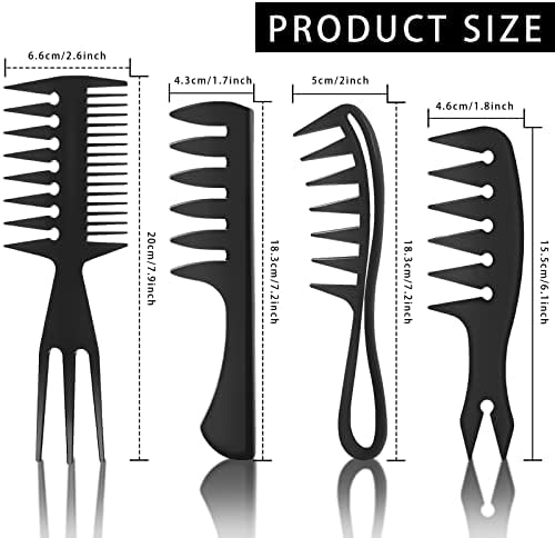 4 Pcs Styling Comb for Men Pompadour Hairstyling Wide Tooth Comb for Curly Hair Slicked Back Hair Comb for Men Saloon Professional Hairstyle - Image 2
