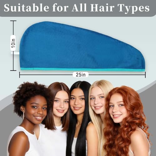 VOOVA & MOVAS Hair Towel Wrap 2 Pack,Aqua Blue,Anti-Frizz Hair Turban - Image 4