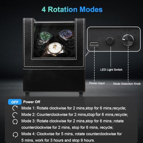 Anyasun 3 Watch Winder for Automatic Watch,Japanese Quiet Motor - Image 4