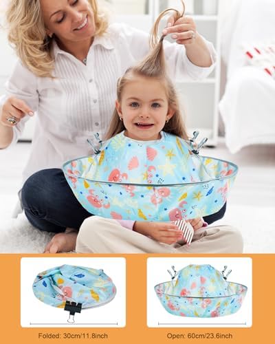 Lictin Haircut Capes Umbrella for Kids - Hair Cutting Haircut Cape Kids Waterproof Foldable Adjustment - Image 2