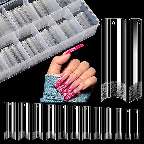 LIONVISON XL Square Nail Tips: 504PCS NO C Curve Clear Nail Tips by WelcometovisitLIONVISON