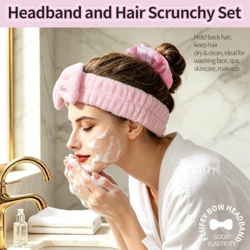 LEOBRO Pink Spa Headbands, Makeup & Skincare Headbands for Washing Face - Image 4