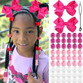NAISKA 62PCS Valentine's Day Hair Beads 4.7in Hair Bow Clips Large Hole Girls Braids Beads Valentines Hair Jewelry Lovely Rose Red Pink Hair Accessories Kit for Kids Girls by NAISKA