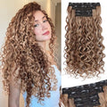 Vigorous Curly Clip In Hair Extensions,4PCS 20 inch Thick Curly Hair Extensions Lace Weft Clip Ins Invisible Natural Synthetic Hairpieces for Women,Light Brown with Blonde Highlights(128H24) by Vigorous